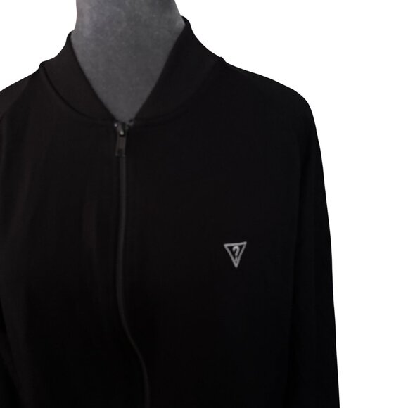 Guess Los Angeles Black Zip Track Jacket With Side Branding 1981 Logo Size L - Picture 2 of 6